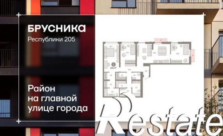 3-комн квартира улица Республики, 205 к2,  д. 205 к2