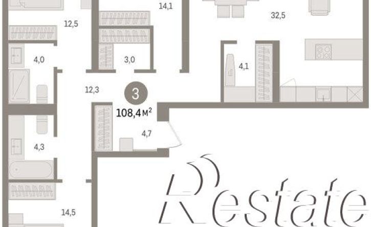3-комн квартира в новом доме Мысовская улица, 26 к3,  д. 26 к3