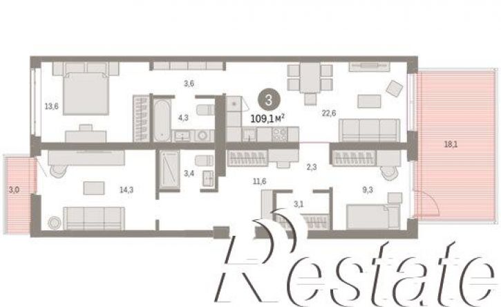 3-комн квартира в новом доме улица Республики, 205 к3,  д. 205 к3