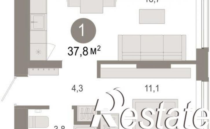 2-комн квартира в новом доме Томская улица, 52 к5,  д. 52 к5