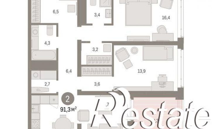 2-комн квартира в новом доме улица Республики, 205 к3,  д. 205 к3