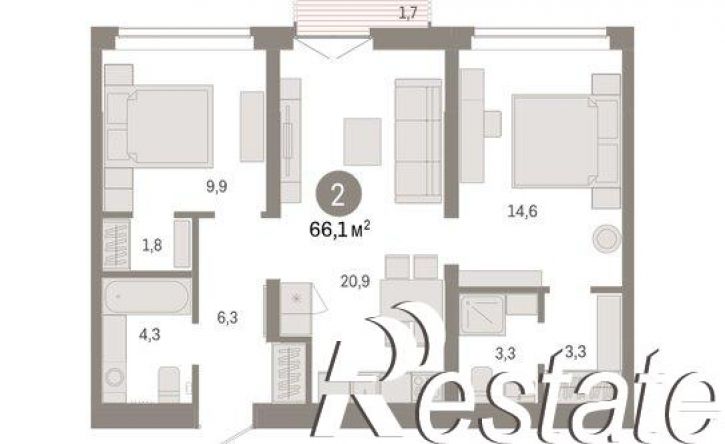 3-комн квартира улица Республики, 205 к2,  д. 205 к2