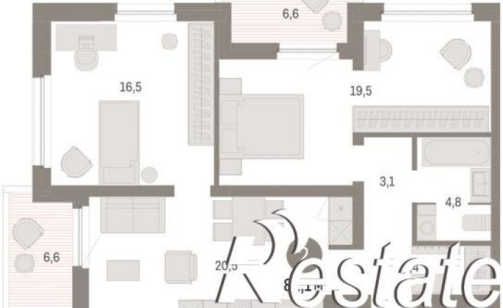 2-комн квартира в новом доме Мысовская улица, 26 к3,  д. 26 к3