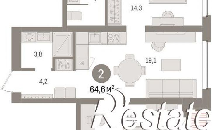 2-комн квартира в новом доме Мысовская улица, 26 к3,  д. 26 к3