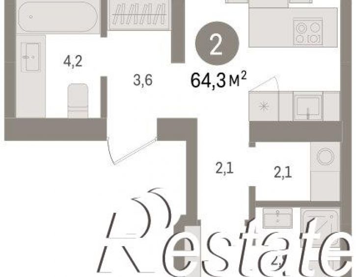 2-комн квартира в новом доме Мысовская улица, 26 к3,  д. 26 к3