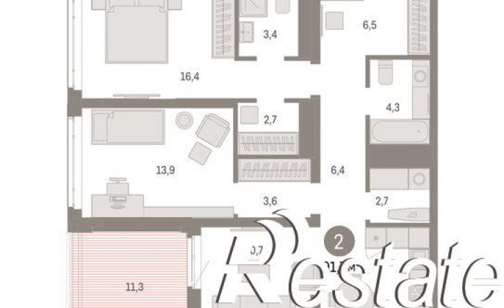 2-комн квартира в новом доме улица Республики, 205 к3,  д. 205 к3