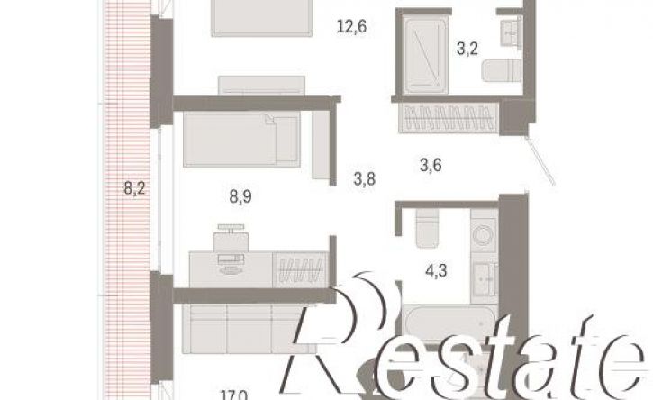 2-комн квартира в новом доме улица Республики, 205 к3,  д. 205 к3