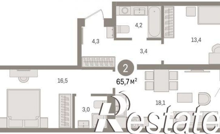2-комн квартира в новом доме Мысовская улица, 26 к3,  д. 26 к3