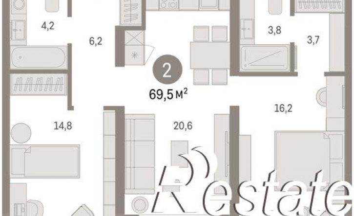 2-комн квартира в новом доме Мысовская улица, 26 к3,  д. 26 к3