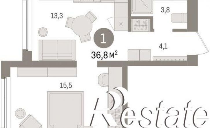 1-комн квартира в новом доме Мысовская улица, 26 к3,  д. 26 к3