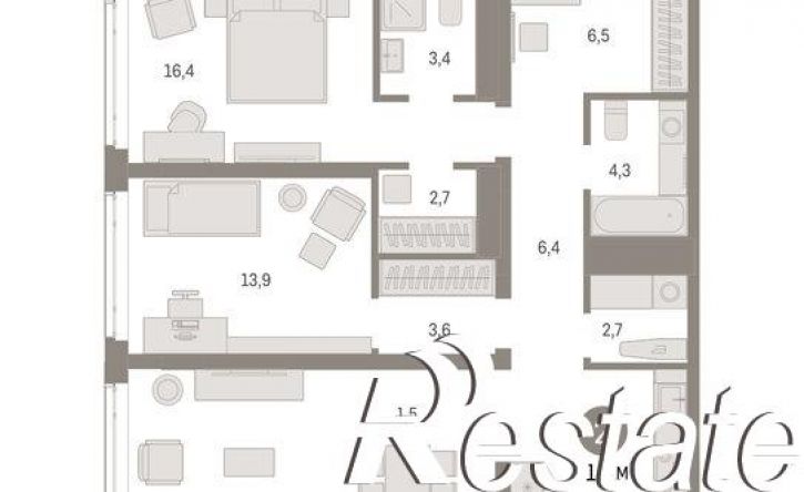 2-комн квартира в новом доме улица Республики, 205 к3,  д. 205 к3