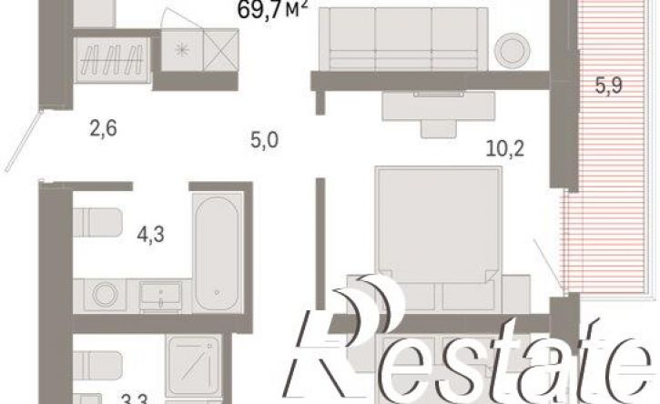2-комн квартира в новом доме улица Республики, 205 к3,  д. 205 к3