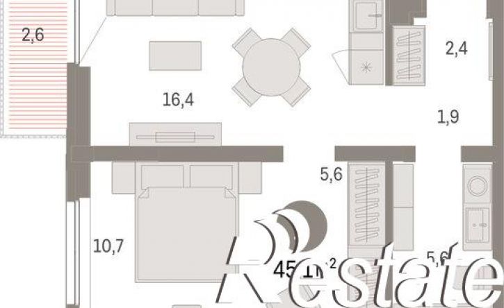 1-комн квартира в новом доме Мысовская улица, 26 к2,  д. 26 к2