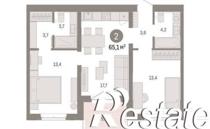 2-комн квартира в новом доме Минская улица, 92 к2,  д. 92 к2