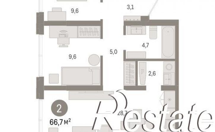 2-комн квартира в новом доме улица Республики, 205 к3,  д. 205 к3