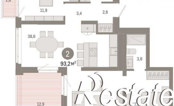 2-комн квартира в новом доме улица Республики, 205 к3,  д. 205 к3