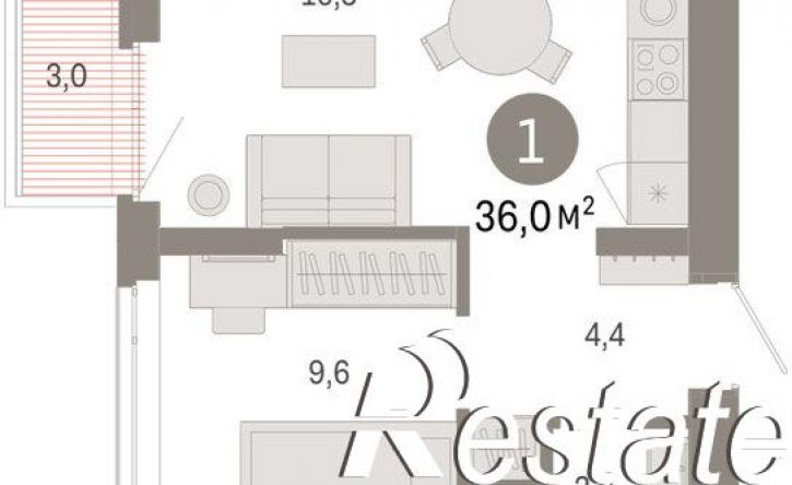 1-комн квартира в новом доме улица Республики, 205 к3,  д. 205 к3