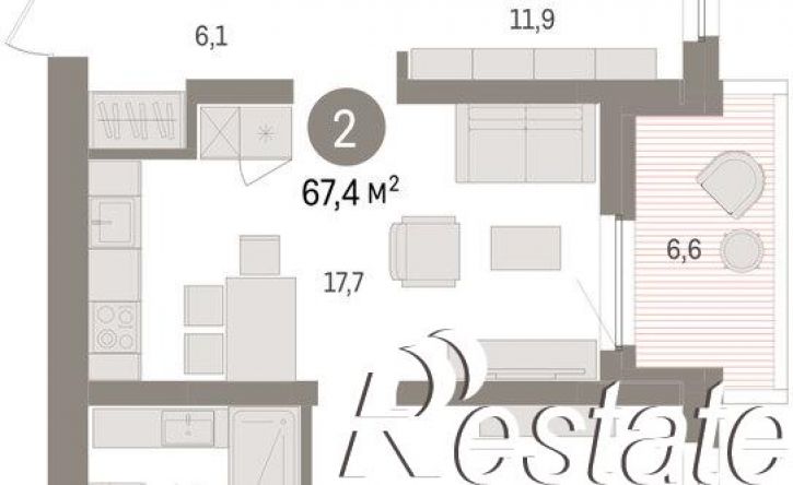 2-комн квартира в новом доме Мысовская улица, 26 к3,  д. 26 к3
