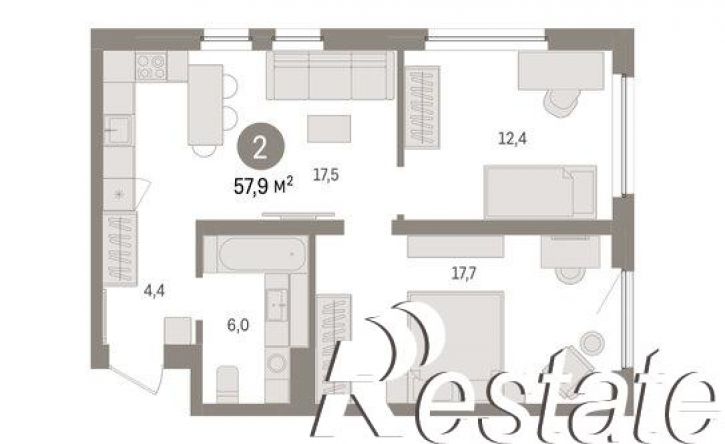 2-комн квартира в новом доме Мысовская улица, 26 к3,  д. 26 к3