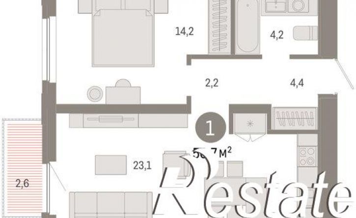 2-комн квартира в новом доме Мысовская улица, 26 к2,  д. 26 к2