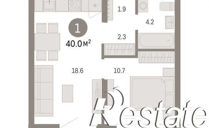 1-комн квартира в новом доме Томская улица, 52 к5,  д. 52 к5
