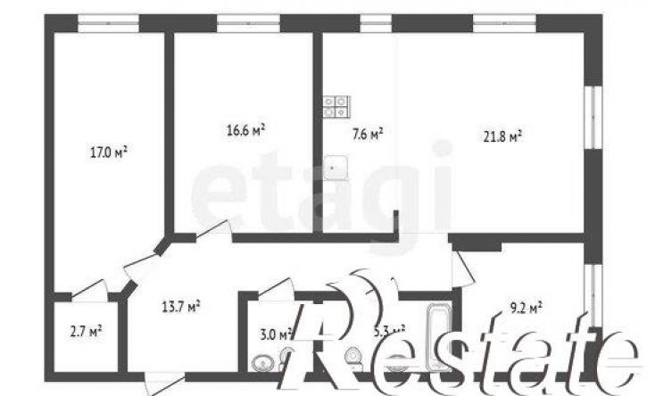 3-комн квартира улица Республики, 204 к3,  д. 204 к3