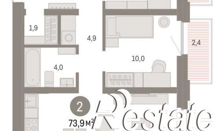3-комн квартира в новом доме Мысовская улица, 26 к2,  д. 26 к2