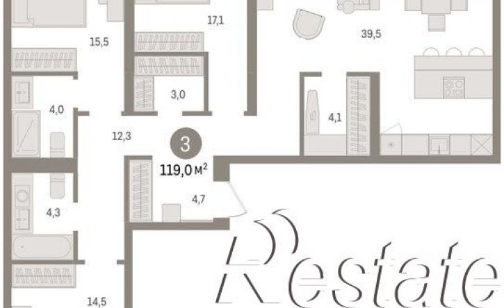 3-комн квартира в новом доме Мысовская улица, 26 к3,  д. 26 к3