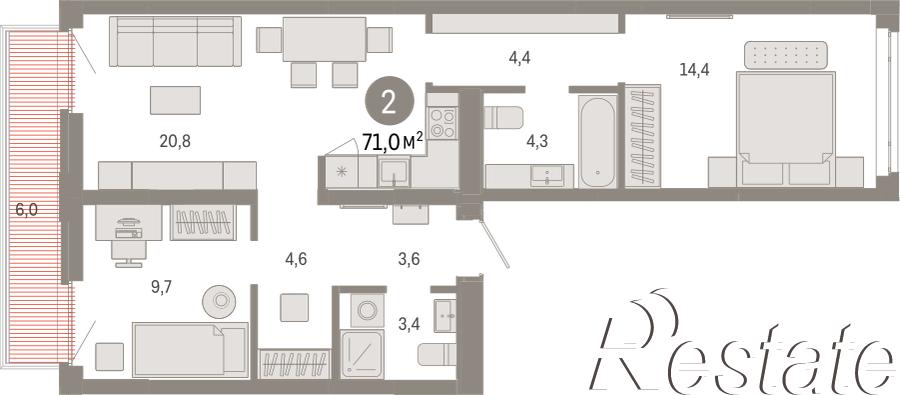 Купить квартиру за 10 920 000 рублей на Республики, 205