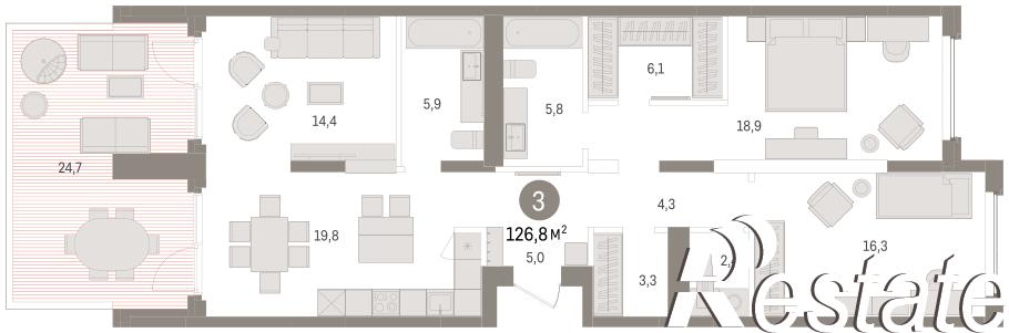 Купить квартиру за 17 210 000 рублей на Мысовская, 22
