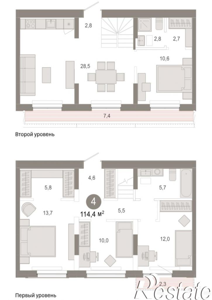 4-комн квартира в новом доме Краснооктябрьская, 4, корп.5