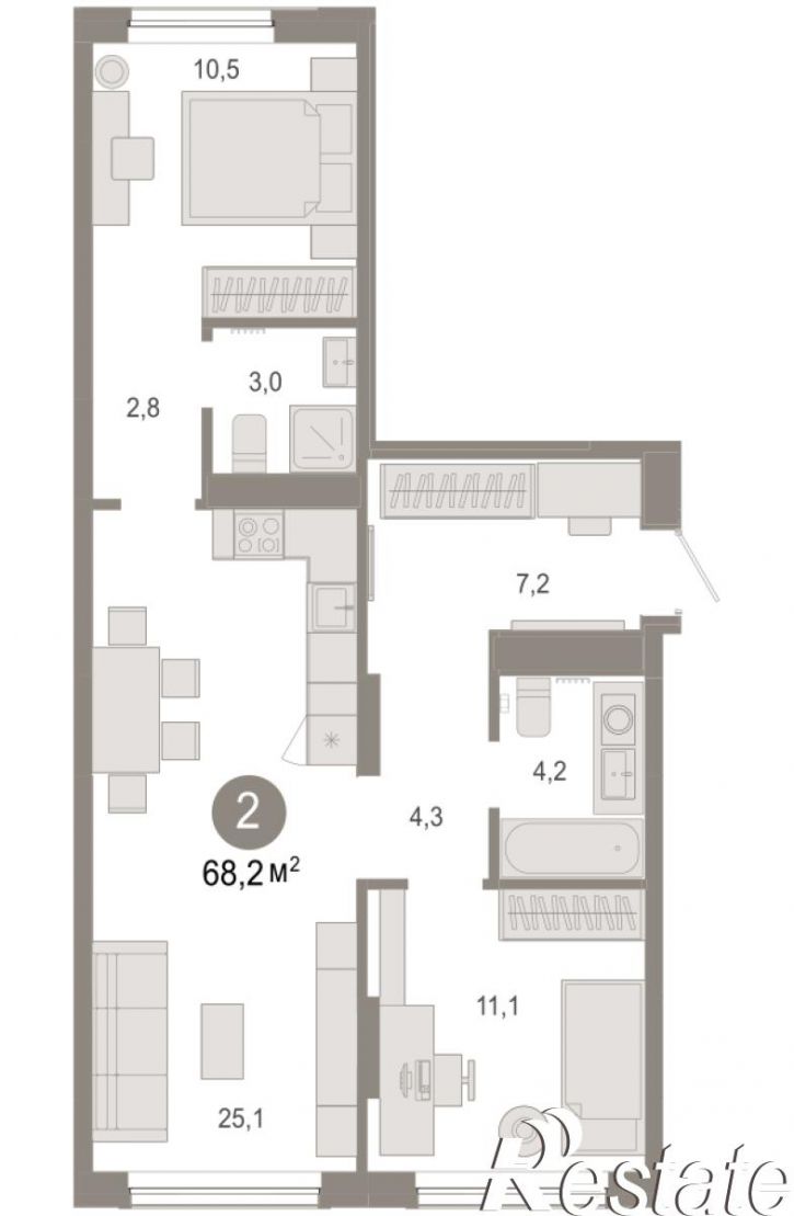 2-комн квартира в новом доме Краснооктябрьская, 4, корп.5