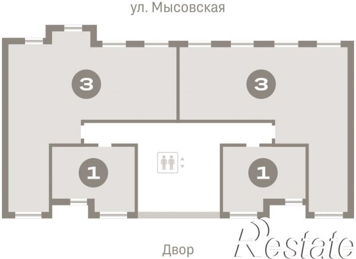 3-комн квартира в новом доме Мысовская, 22