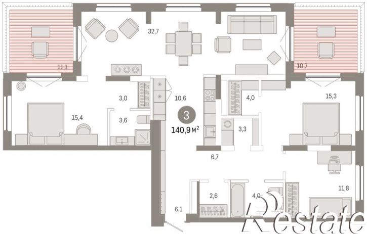 3-комн квартира в новом доме Краснооктябрьская, 4, корп.2