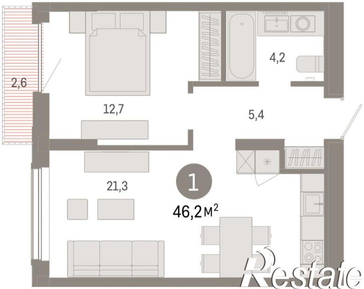 2-комн квартира в новом доме Краснооктябрьская, 4, корп.2