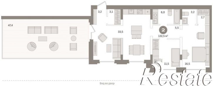 3-комн квартира в новом доме Причальная улица, 7