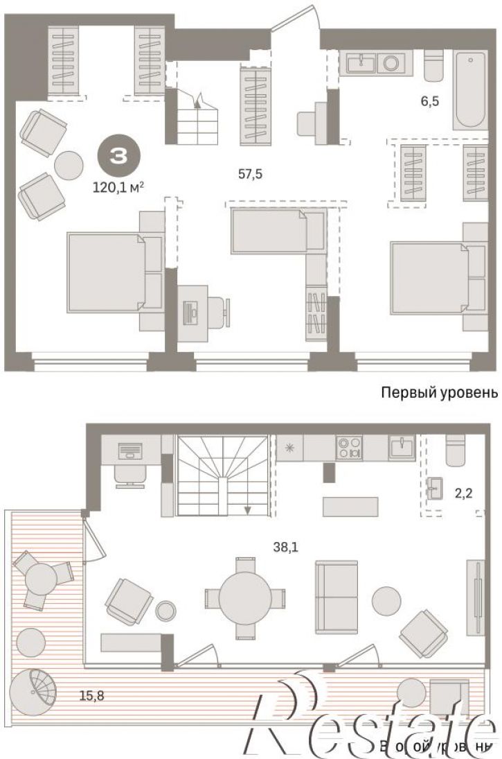 3-комн квартира в новом доме Причальная улица, 7