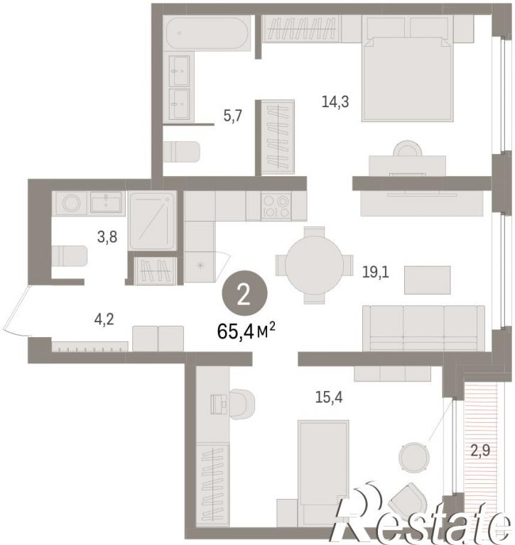 3-комн квартира в новом доме Мысовская, 22