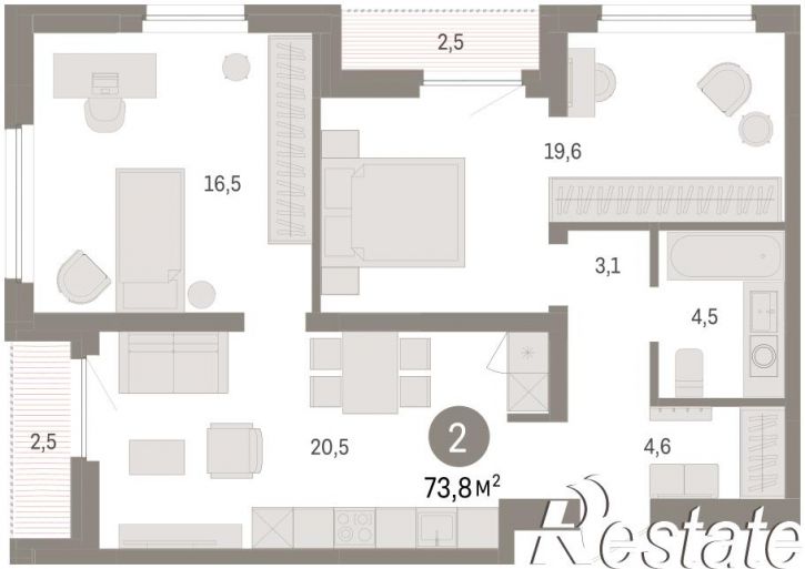 3-комн квартира в новом доме Мысовская, 22