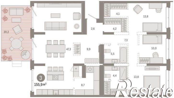3-комн квартира в новом доме Минская, 92