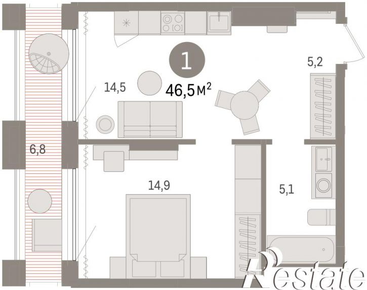 2-комн квартира в новом доме Краснооктябрьская, 4