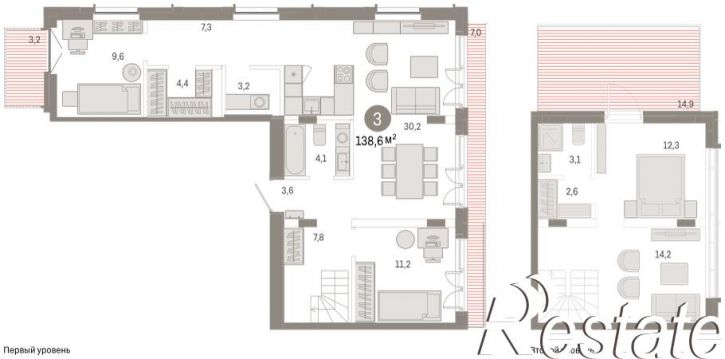3-комн квартира в новом доме Республики, 205