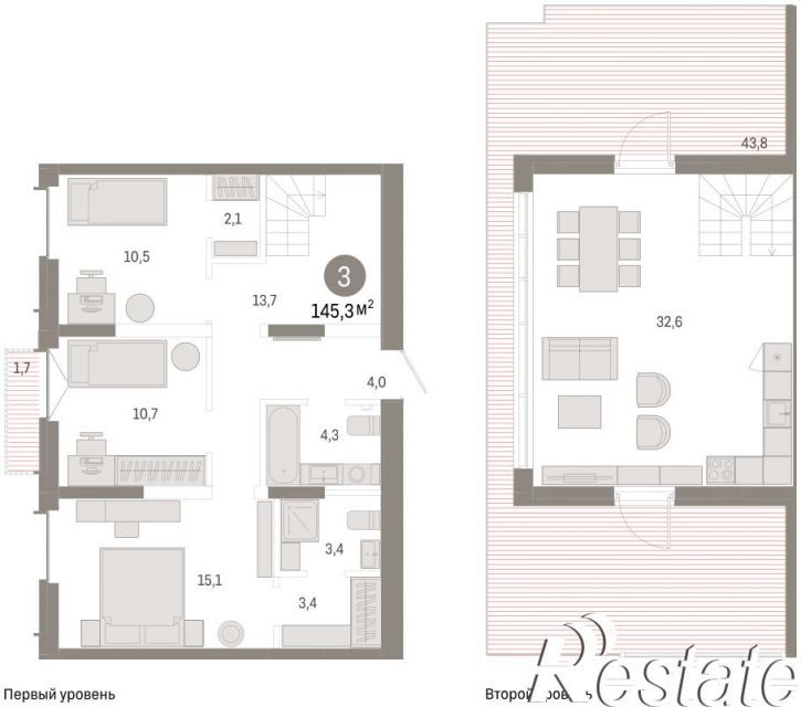 3-комн квартира в новом доме Республики, 205