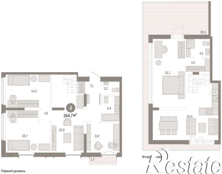 4-комн квартира в новом доме Республики, 205