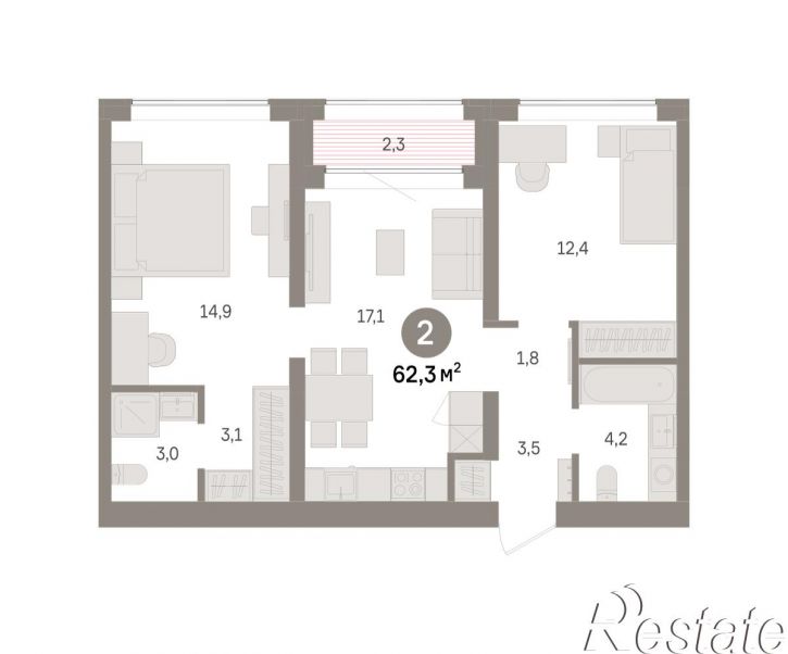3-комн квартира в новом доме Причальная, 11