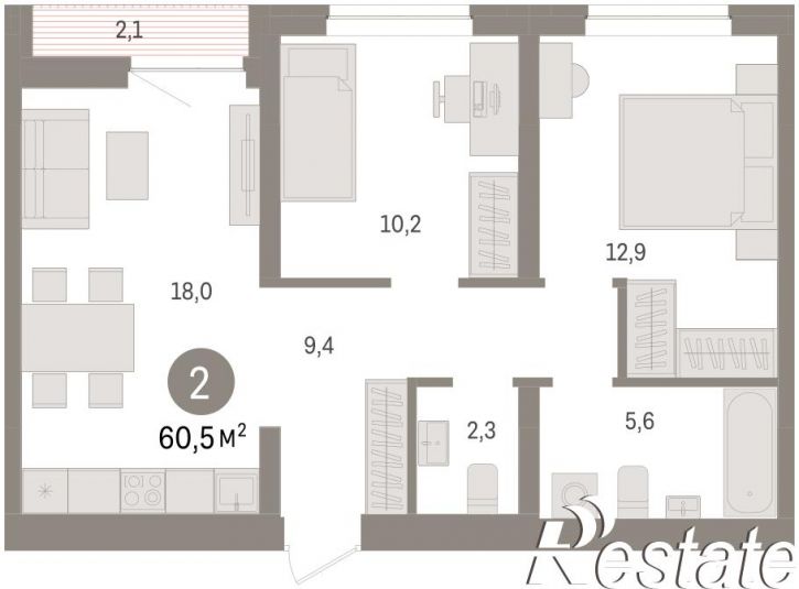 3-комн квартира в новом доме Причальная, 11