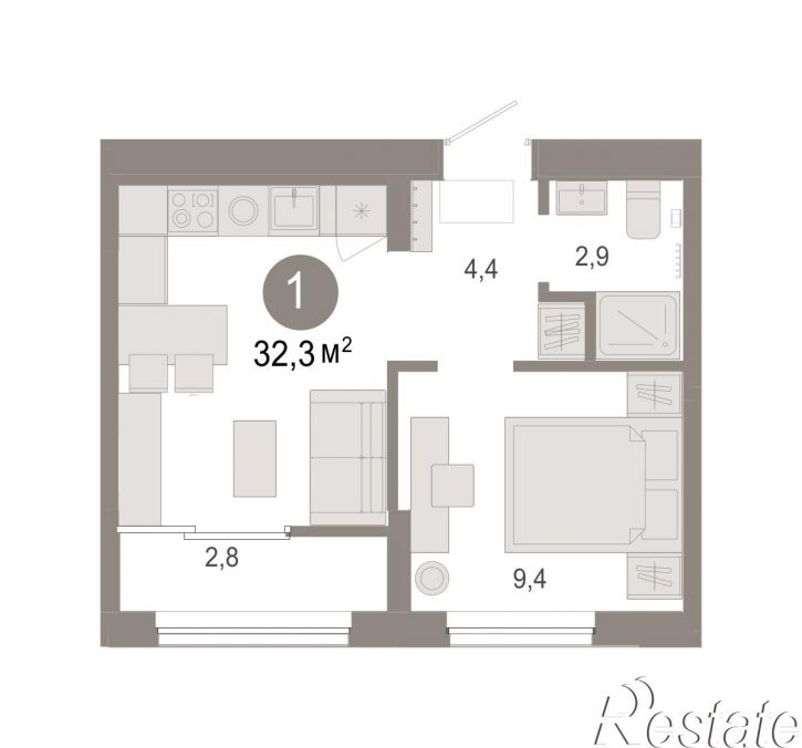 2-комн квартира в новом доме Краснооктябрьская, 4, корп.5