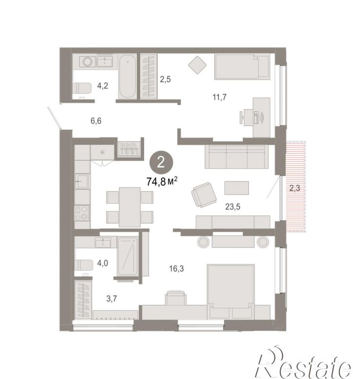 3-комн квартира в новом доме Краснооктябрьская, 4, корп.5