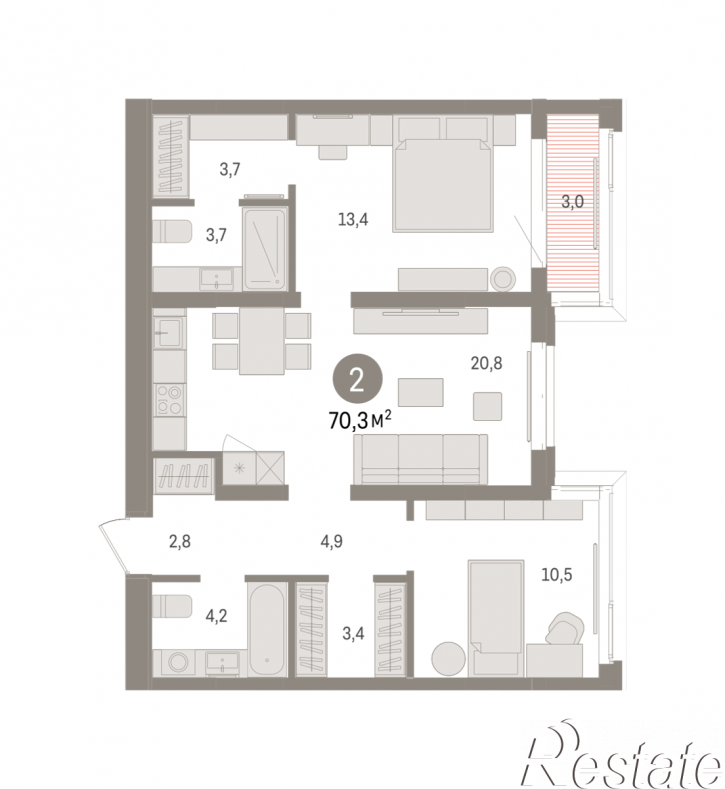 3-комн квартира в новом доме Минская, 92