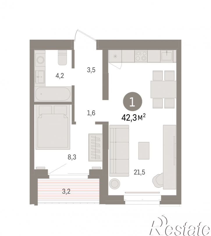 2-комн квартира в новом доме Минская, 92